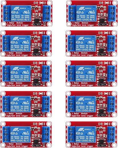 10pcs Relay Module DC 12V Relay Board 1 Channel with Optocoupler Isolation Support High or Low Level