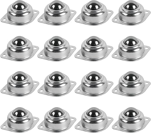 16pcs 1”/2.5cm Roller Ball Transfer Bearing Load Capacity 400 Lbs 360° Rotation Universal Ball Casters Carbon Steel for Conveyor Transmission Roller Stand (16Pcs)