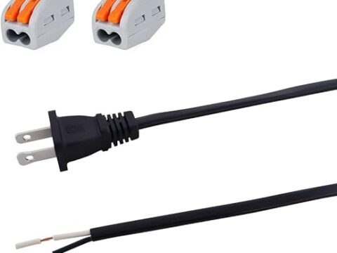 25FT Replacement Power Cord 18AWG Flat Shape Pigtail 2 Prong Plug Polarized 2 Wire Power Supply Cord Open End 110V Plug Black Cable 18 Gauge Open Wire 2C Repair Electrical Cord 115V AC