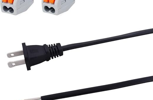 25FT Replacement Power Cord 18AWG Flat Shape Pigtail 2 Prong Plug Polarized 2 Wire Power Supply Cord Open End 110V Plug Black Cable 18 Gauge Open Wire 2C Repair Electrical Cord 115V AC