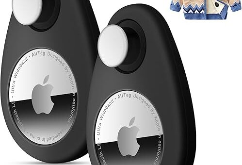 2 Pack Airtag Holder for Kids Hidden,GPS Tracker Case, Anti-Removal Airtag Silicone Case with Pins, Suitable for Children, Elderly, Pets, Backpack, Luggage(Black, Black)