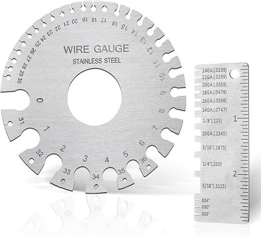 2Pcs Metal Gauge Thickness Tool, Wire Gauges Size for Welding, Highly Accurate Wire Gauge Measuring, Standard Dual-Sided Round Wire Sheet Gage and Thickness Gauge for Wire Welding