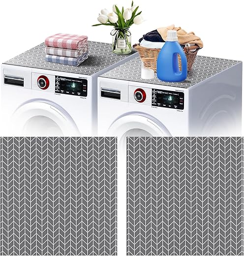 2 PCS Washer and Dryer Covers for the Top, 27'' x 27'' Washer and Dryer Top Protector Mat, Protective Silicone Rubber Mat, Non Slip Quick Drying Washer Dryer Cover for Home Kitchen Laundry Room