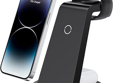 3 in 1 Charging Station for iPhone, Wireless Charger for iPhone 16 15 14 13 12 11 X Pro Max & Apple Watch - Wireless Charging Station for AirPods 4 3 Pro