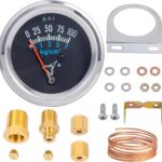 7-153 Oil Pressure Gauge Kit Universal Fit with Copper Tube and Threaded Parts, Chrome,Black