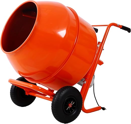 8 Cu. Ft. Electric Cement Mixer, Wheel Barrow Portable Concrete Mixer Machine, Horizontal Cement Mixing Tools for Stucco, 224L 115V-60HZ