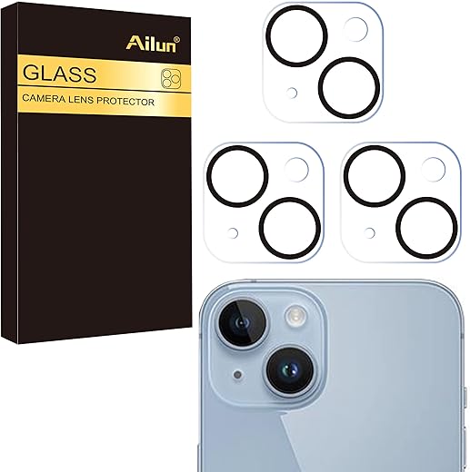 Ailun 3 Pack Camera Lens Protector for iPhone 15 / iPhone 14 6.1" ＆ iPhone 15 Plus/iPhone 14 Plus 6.7",Tempered Glass,9H Hardness,Ultra HD,Anti-Scratch,Case Friendly [Does not Affect Night Shots]