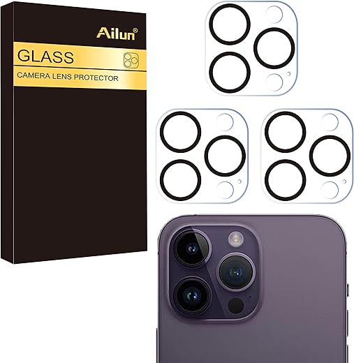 Ailun 3 Pack Camera Lens Protector for iPhone 16 Pro 6.3" / 14 Pro 6.1" ＆ iPhone 16 Pro Max 6.9" / 14 Pro Max 6.7",Tempered Glass,9H Hardness,Anti-Scratch,Case Friendly[Does not Affect Night Shots]