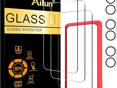 Ailun 3 Pack Screen Protector for iPhone 16 [6.1 inch] + 3 Pack Camera Lens Protector with Installation Frame,Case Friendly Tempered Glass Film,[9H Hardness] - HD [6 Pack]