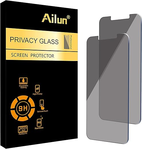 Ailun Privacy Screen Protector for iPhone 14 / iPhone 13 / iPhone 13 Pro [6.1 Inch] 2 Pack Anti Spy Private Tempered Glass Anti-Scratch Case Friendly [Not for iPhone 13 Pro Max] [2 Pack]