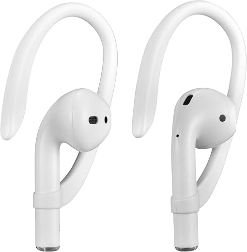 AirPods Ear Hooks Compatible with Apple AirPods 1, 2, 3, 4, Pro and Pro 2, ICARERSPACE Anti-Slip Sports Ear Hooks for AirPods 1, 2, 3, 4, Pro and Pro 2 - White