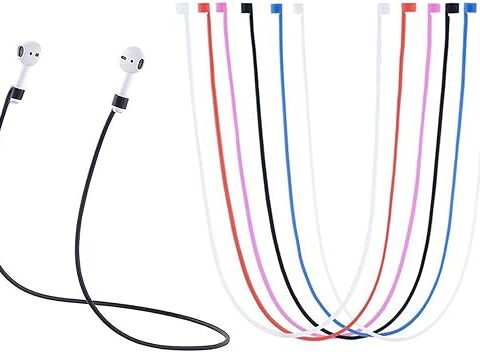 AirPods Straps, Soft Silicone Sport Earphones Anti-Lost Strap, Colorful Wire Cable Connector for Apple Airpods Wireless Bluetooth Earphones Lanyards (6 Pack)