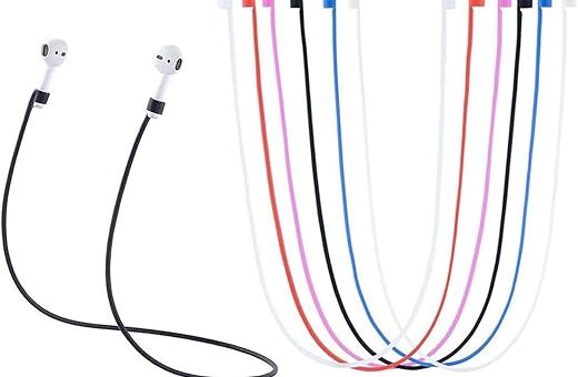 AirPods Straps, Soft Silicone Sport Earphones Anti-Lost Strap, Colorful Wire Cable Connector for Apple Airpods Wireless Bluetooth Earphones Lanyards (6 Pack)