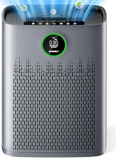 Air Purifiers for Home Large Room, with Smart Mode, PM2.5 Air Quality Display, 22dB Sleep Mode, Aromatherapy, Cover Up to 1295 Ft² with 2X-Purification & 360°Air Outlet, HAP603, Carbon Grey