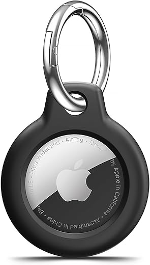 Airtag Holder Air Tag Case with Keychain, Anti-Scratch Airtags Key Chain for Apple Air Tags, Airtag Accessories for GPS Item Finder Tracker, Black