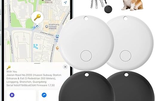 Air Tags-4 Pack, Wallet Trackers Works with Find My App (iOS Only), Replaceable Battery, Item Finders for Dog, Keys, Luggage, Suitcases, Pets, Loud Beep (Not for Android)