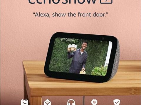 Amazon Echo Show 5 (newest model), Smart display with 2x the bass and clearer sound, Charcoal