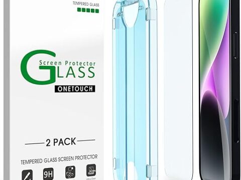 amFilm Screen Protector OneTouch for iPhone 14 Plus 6.7" 2022 iPhone 13 Pro Max 6.7" 2021 with Easy Installation Kit, Full Coverage Case Friendly, Tempered Glass, 2 Pack