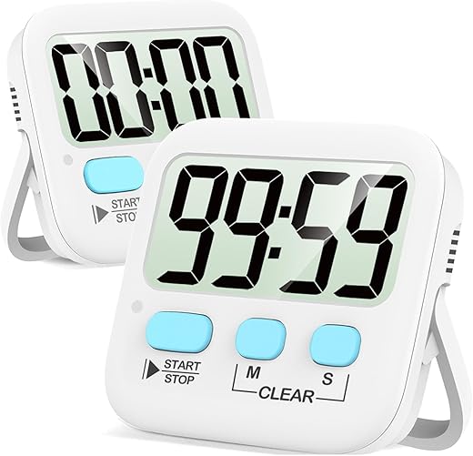 Antonki Timer, 2 Pack Timer for Kids, Kitchen Timers, Digital Timer for Cooking, Egg Timer, Classroom Timer for Teacher, Magnetic Countdown Timer for Exercise, Study, Oven - Battery Included