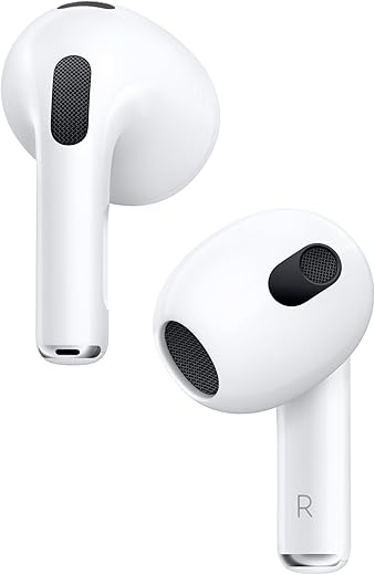 Apple AirPods (3rd Generation) Wireless Earbuds with MagSafe Charging Case. Spatial Audio, Sweat and Water Resistant, Up to 30 Hours of Battery Life. Bluetooth Headphones for iPhone