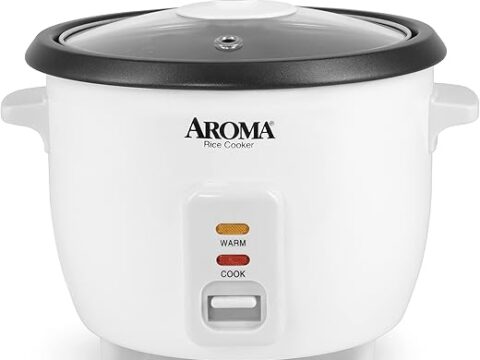 Aroma Housewares Aroma 6-cup (cooked) 1.5 Qt. One Touch Rice Cooker, White (ARC-363NG), 6 cup cooked/ 3 cup uncook/ 1.5 Qt.