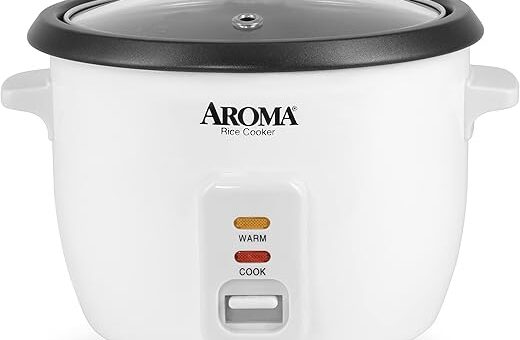 Aroma Housewares Aroma 6-cup (cooked) 1.5 Qt. One Touch Rice Cooker, White (ARC-363NG), 6 cup cooked/ 3 cup uncook/ 1.5 Qt.