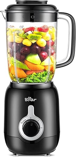 Bear Blender, 2024 New 700W Smoothie Countertop Blender with 40oz Blender Cup for Shakes and Smoothies, 3-Speed for Crushing Ice, Puree and Frozen Fruit with Autonomous Clean