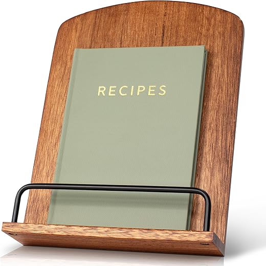 Beautiful Cookbook Stand for Your Kitchen Counter - Solid Wood Stand Easily Keeps Cook or Recipe Books Open for Convenient Cooking - Perfectly Fits Your iPad/Tablet and Enhances Any Kitchen Decor