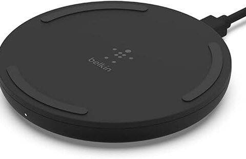 Belkin Quick Charge Wireless Charging Pad - 10W Qi-Certified Charger Pad for Apple iPhone, Samsung Galaxy, Pixel, Airpods Pro & More, Charge While Listening to Music, Streaming Videos - Black (No PSU)