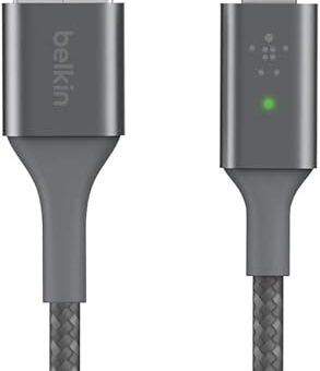 Belkin Smart LED Charging Cable USB to Lightning 4ft/1.2m (See Your Charging Status at a Glance) for iPhone, AirPods and iPad, MFi-Certified, Gray (CAA007bt)