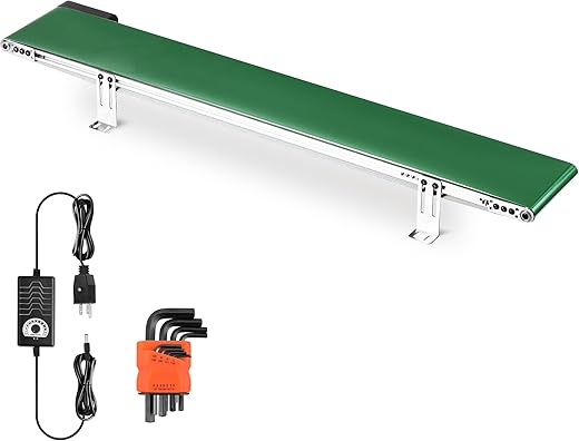 Belt Conveyor 39 inch Conveyor Desktop Version Step-Less Speed Adjustment PVC Belt Conveyor for Packaging Factory, Production Line, Home