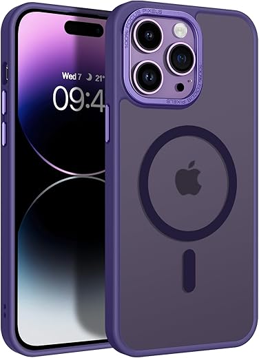 BENTOBEN Magnetic for iPhone 14 Pro Case [Compatible with Magsafe] Translucent Matte 14 Pro Phone Case Slim Thin Shockproof Women Men Girls Boys Protective Cover Cases for iPhone14 Pro, Dark Purple