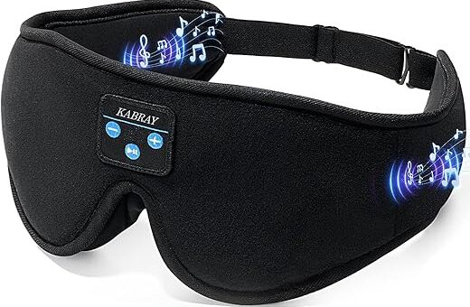 Bluetooth Sleep Mask, Kabray Sleep Mask with Bluetooth Headphones, Sleeping Headphones with Adjustable Stereo Speakers for Insomnia Nap Travel, Cool Tech Gadgets Unique Gift for Men Women