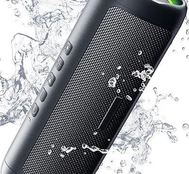 Bluetooth Speaker with HD Sound, Portable Wireless, IPX5 Waterproof, Up to 20H Playtime, TWS Pairing, BT5.3, for Home/Party/Outdoor/Beach, Electronic Gadgets, Birthday Gift (Black)