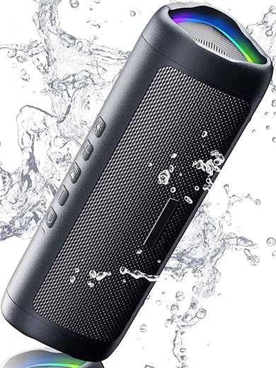 Bluetooth Speaker with HD Sound, Portable Wireless, IPX5 Waterproof, Up to 20H Playtime, TWS Pairing, BT5.3, for Home/Party/Outdoor/Beach, Electronic Gadgets, Birthday Gift (Black)