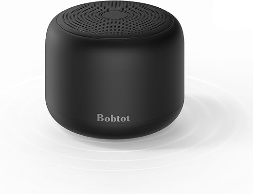 Bobtot Portable Bluetooth Speakers with Strap Easy to Carry, Wireless IPX5 Waterproof Mini Speaker with Loud Stereo Sound, 20 Hours Playtime, Rechargeable Battery, Built-in Microphone, Black