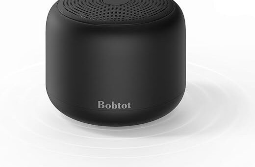 Bobtot Portable Bluetooth Speakers with Strap Easy to Carry, Wireless IPX5 Waterproof Mini Speaker with Loud Stereo Sound, 20 Hours Playtime, Rechargeable Battery, Built-in Microphone, Black