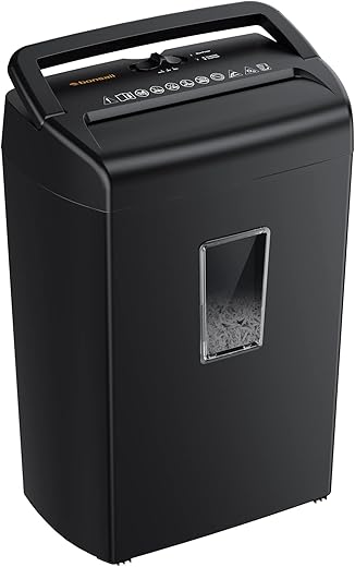 Bonsaii 10-Sheet Cross Cut Paper Shredder, 5.5 Gal Home Office Heavy Duty Shredder for Credit Card, Staple, Clip with Transparent Window(C209-D)