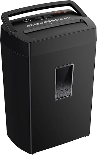 Bonsaii 12-Sheet Cross Cut Paper Shredder, 5.5 Gal Home Office Heavy Duty Shredder for Paper, Credit Card, Mail, Staples, with Transparent Window, High Security Level P-4 (C275-A)