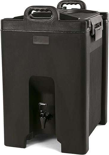 Carlisle FoodService Products Cateraide Insulated Beverage Dispenser with Handles for Catering, Kitchen, and Restaurants, Plastic, 10 Gallons, Black