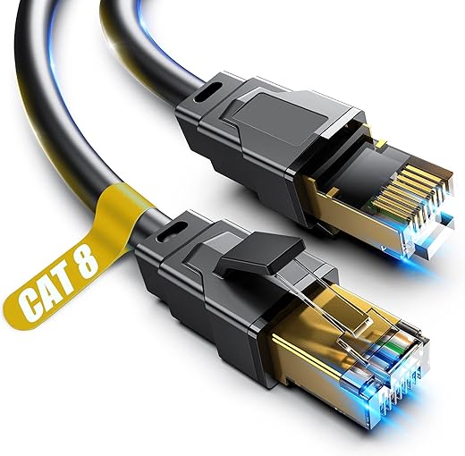 Cat 8 Ethernet Cable, 1.5Ft 3Ft 6Ft 10Ft 15Ft 20Ft 30Ft 40Ft 50Ft 60Ft 100Ft Heavy Duty High Speed Internet Network Cable, Professional LAN Cable Shielded in Wall, Indoor&Outdoor