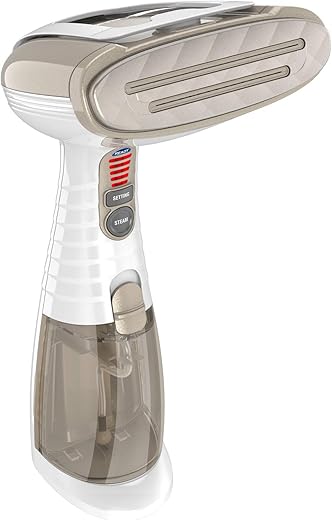 Conair Handheld Garment Steamer for Clothes, Turbo ExtremeSteam 1875W, Portable Handheld Design, Strong Penetrating Steam, White / Champagne