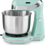 Dash Stand Mixer (Electric Mixer for Everyday Use): 6 Speed Stand Mixer with 3 Quart Stainless Steel Mixing Bowl, Dough Hooks & Mixer Beaters for Dressings, Frosting, Meringues & More - Aqua