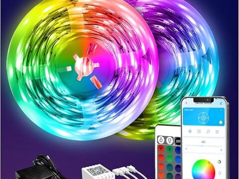 DAYBETTER LED Strip Lights 130ft Lights Strip for Bedroom, Desk, Indoor Room Bedroom Brithday Gifts RGB Decor with Remote and 24V Power Supply