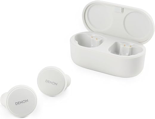 Denon PerL Pro True Wireless Earbuds - Adaptive Active Noise Cancelling, Personalized Sound with Masimo Adaptive Acoustic Technology, Spatial Audio, 32Hr-Battery Life, Wireless Charging, White