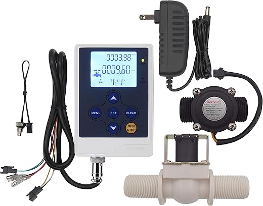 DIGITEN Water Flow Control LCD Display Controller+G3/4" Hall Sensor Flow Meter Flowmeter Counter+G3/4" Solenoid Valve Normally Closed N/C+12V Power