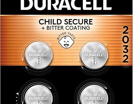 Duracell 2032 Lithium Battery. 4 Count Pack. Child Safety Features. Compatible with Apple AirTag, Key Fob, and other devices. CR2032 Lithium 3V Cell. 2032 Battery, Lithium Coin Battery