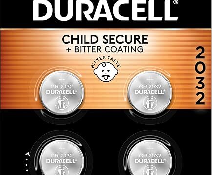 Duracell 2032 Lithium Battery. 4 Count Pack. Child Safety Features. Compatible with Apple AirTag, Key Fob, and other devices. CR2032 Lithium 3V Cell. 2032 Battery, Lithium Coin Battery