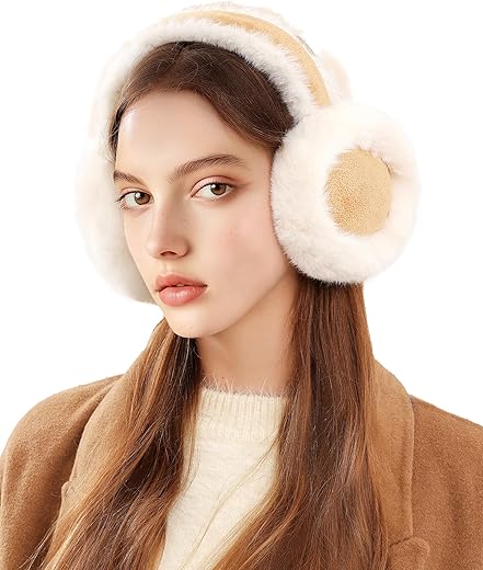 Ear Muffs for Winter Women Faux Fur Warm Earmuffs Foldable Cute Fuzzy Ear Warmers