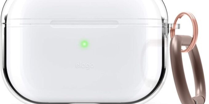 elago Compatible with AirPods Pro Case Clear - High Rating, TPU Transparent Shockproof, Protective Case Cover with Keychain, Gel Tape Included, Wireless Charging [Transparent]